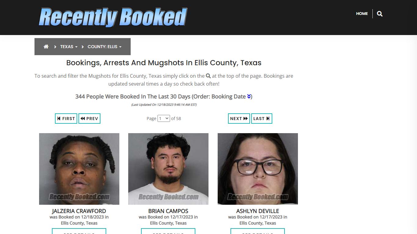 Recent bookings, Arrests, Mugshots in Ellis County, Texas - Recently Booked