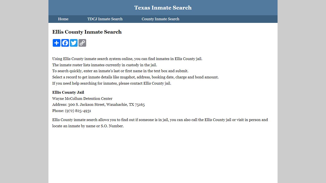 Ellis County Inmate Search